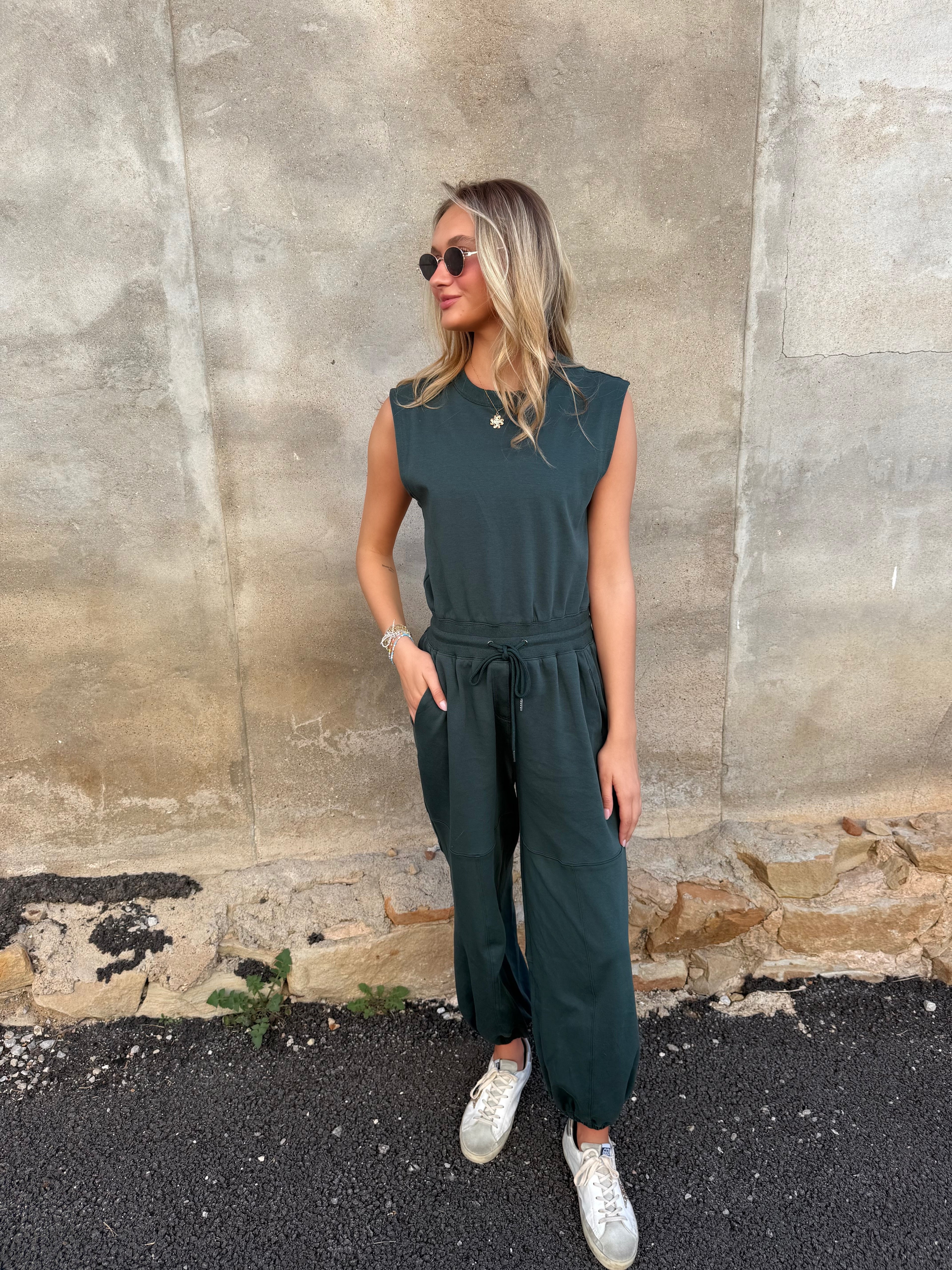 Sleeveless Knit Active Jumpsuit