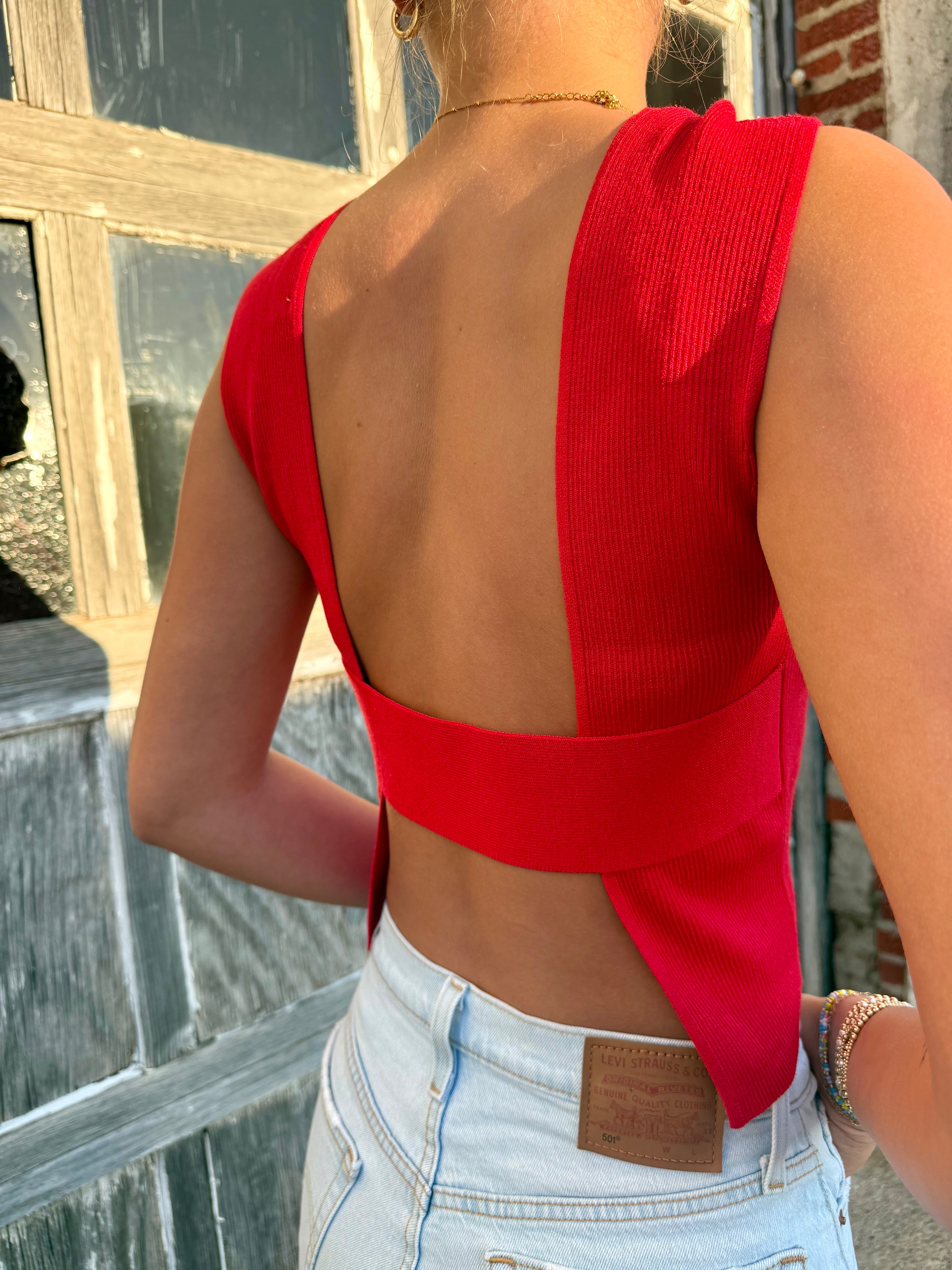 Ribbed Open Back Tank