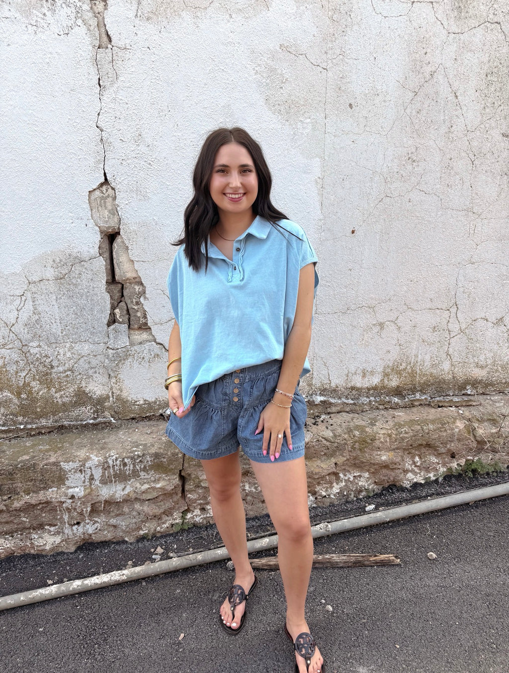Sleeveless Polo Oversized Top