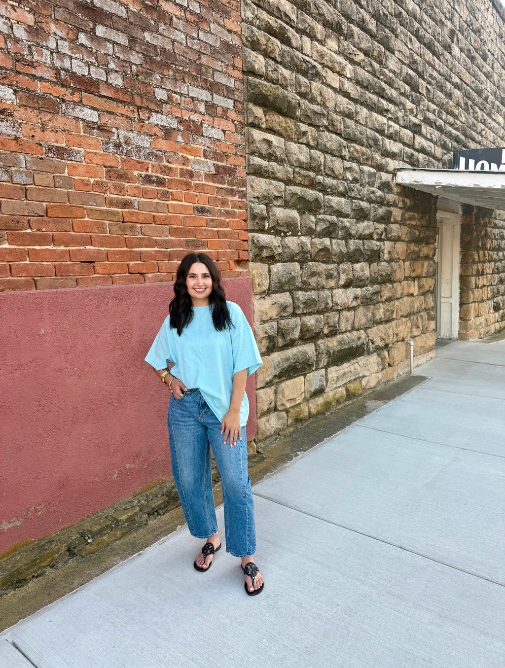 Oversized Light Blue Basic Tee