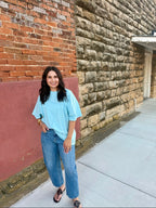 Oversized Light Blue Basic Tee