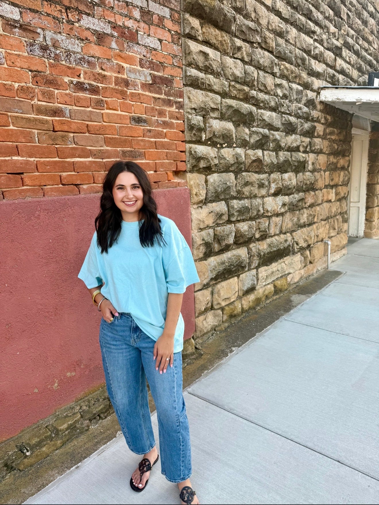 Oversized Light Blue Basic Tee