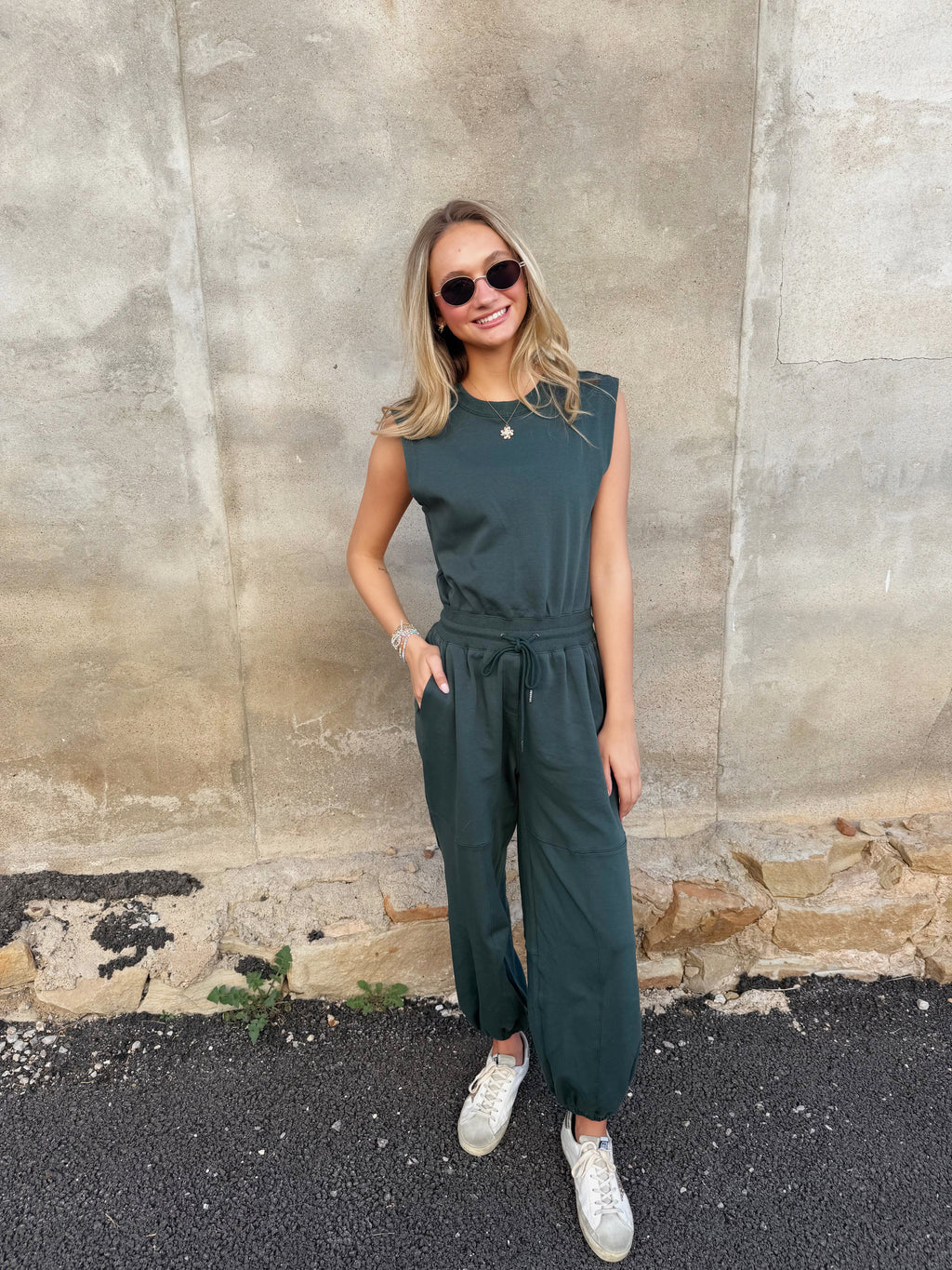 Sleeveless Knit Active Jumpsuit