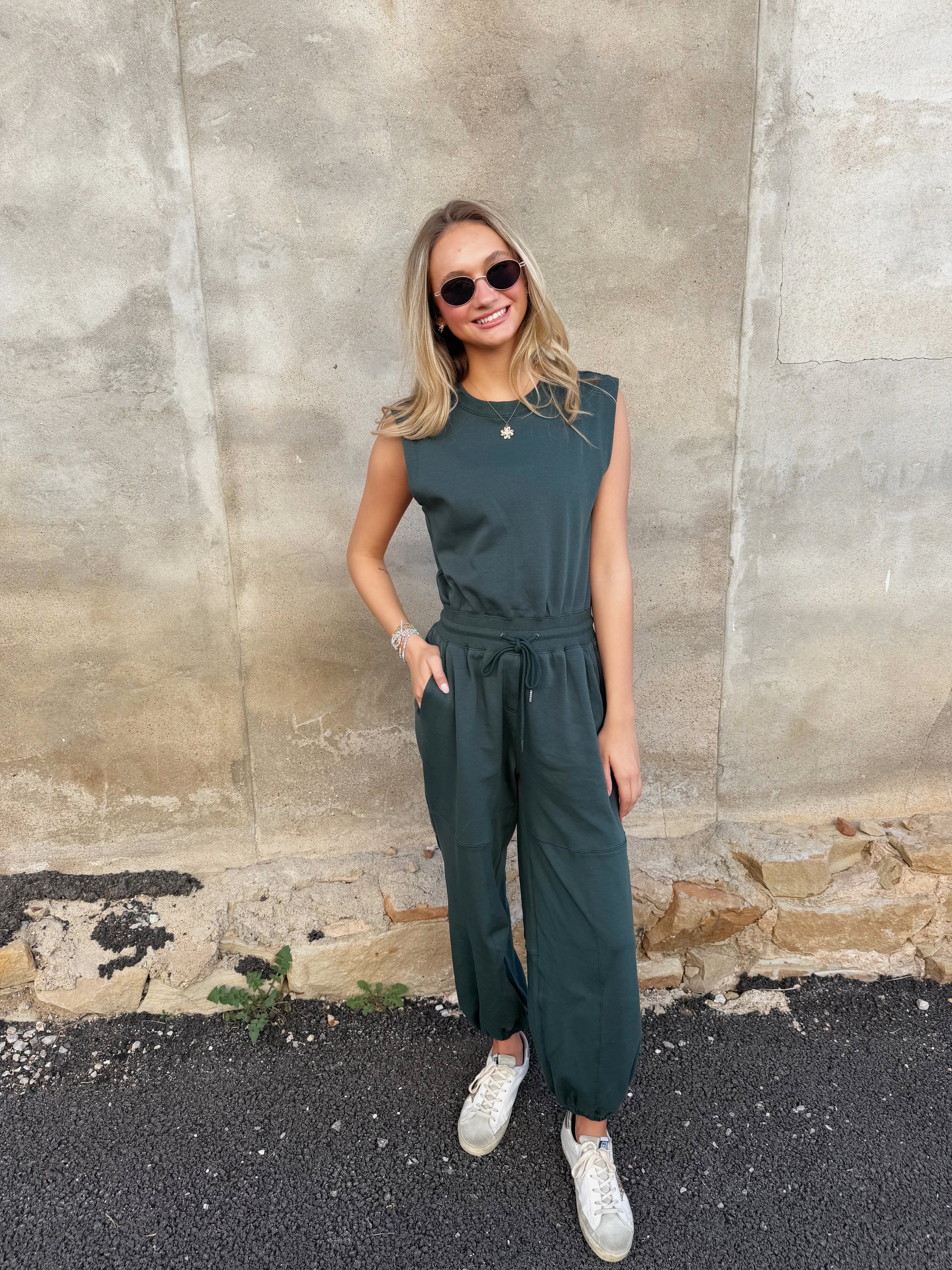 Sleeveless Knit Active Jumpsuit