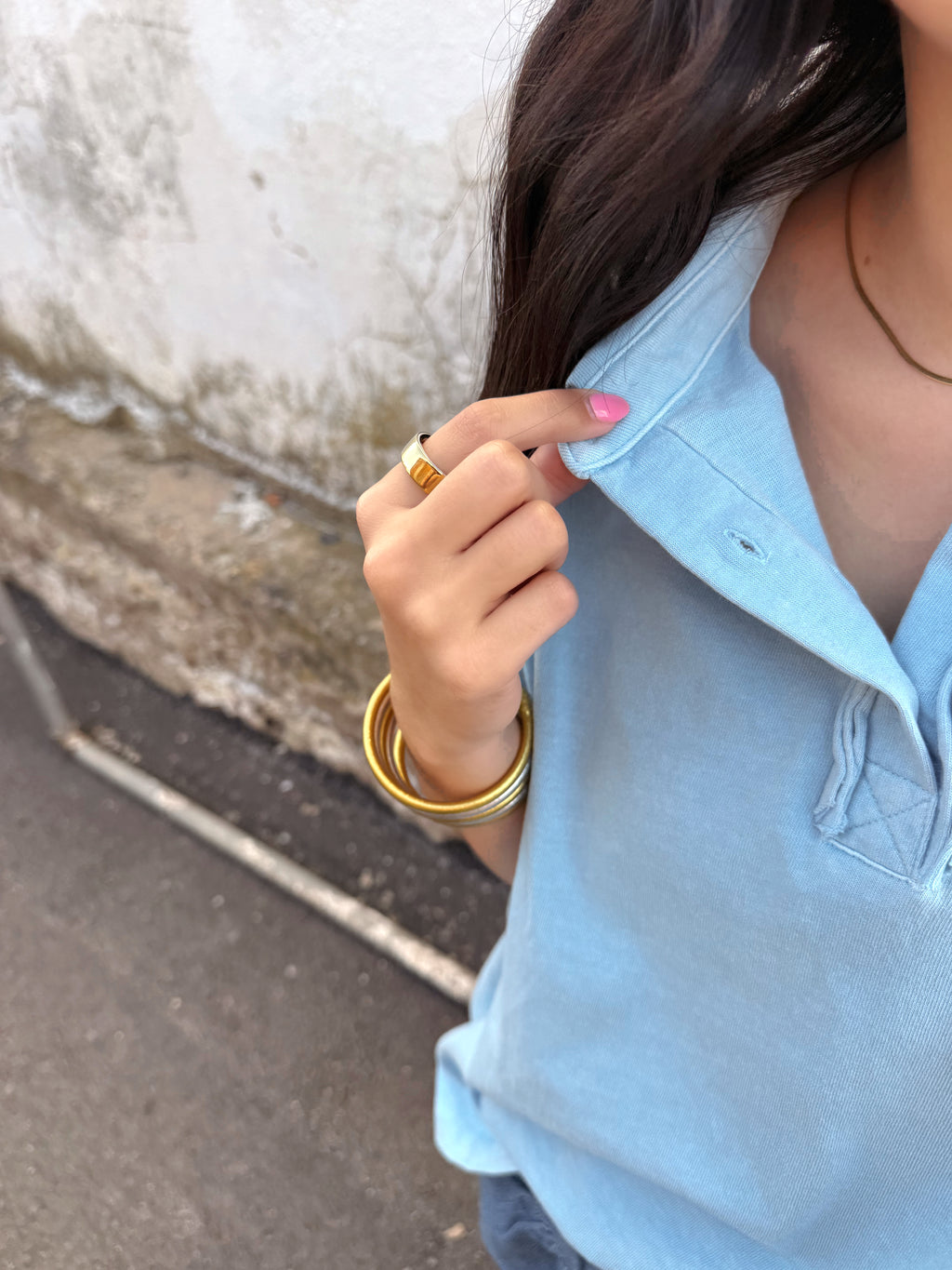Sleeveless Polo Oversized Top